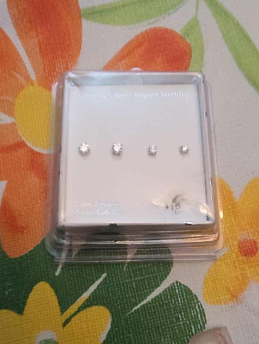 Sterling Silver Cubic Zirconia Stud Earring Set - Clear